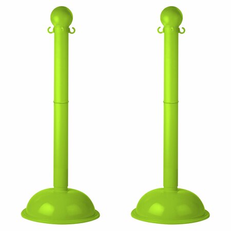 MR. CHAIN Safety Green HD Stowable Stanchion, 2PK 93614-2